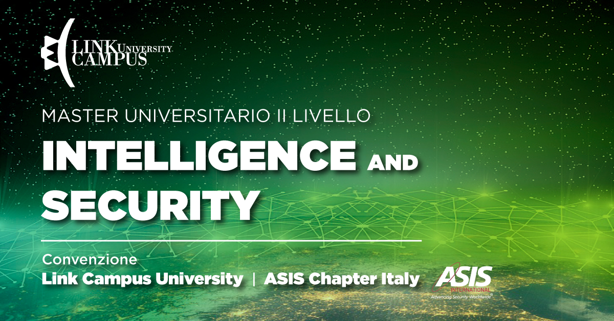 Sottoscritto accordo di collaborazione tra Link Campus University e ASIS Chapter Italy